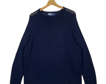 Vintage 90s Polo Ralph Lauren Manga Larga L Talla Azul Marino