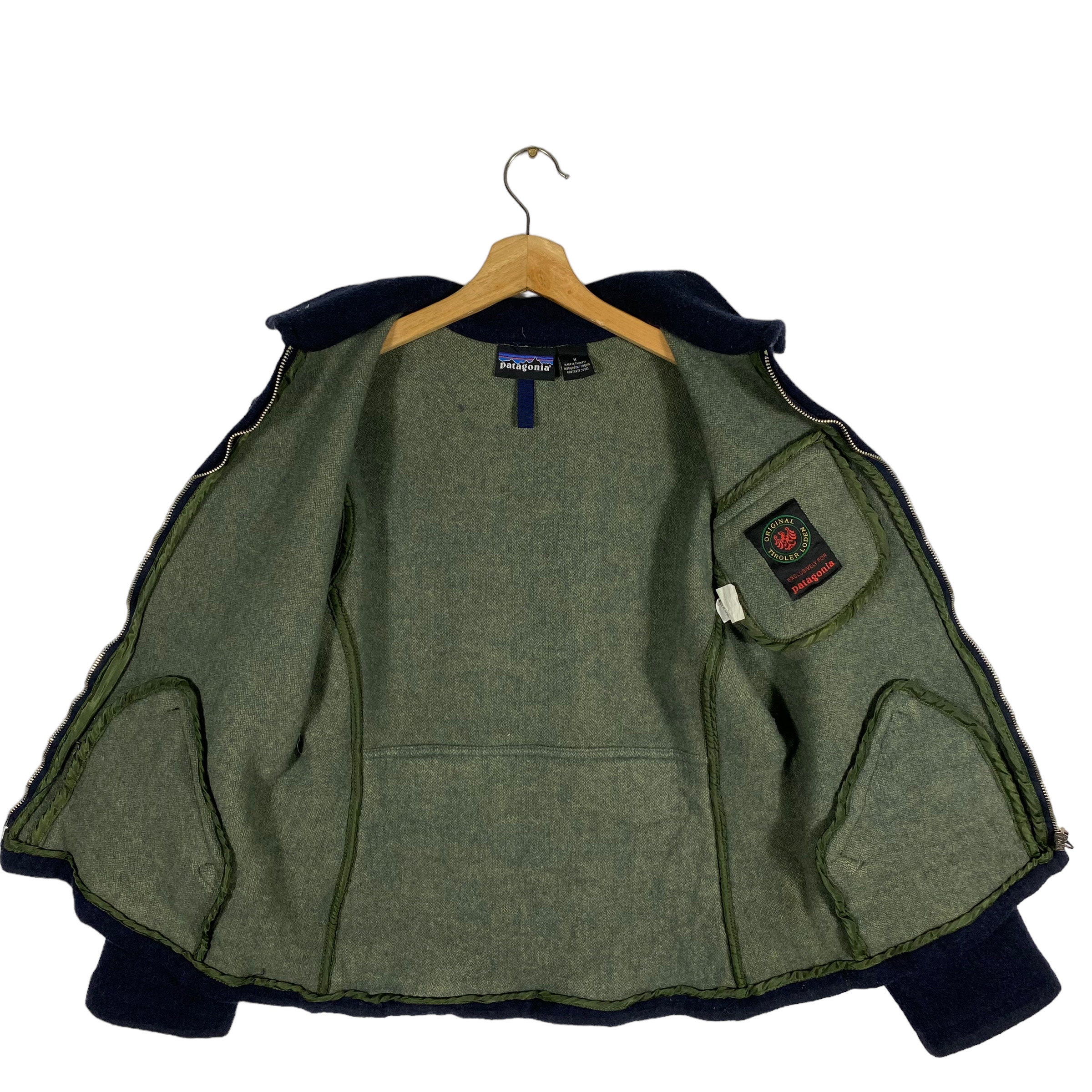 Vintage 90s Patagonia Tiroler Loden Wool Zipper Jacket S Size