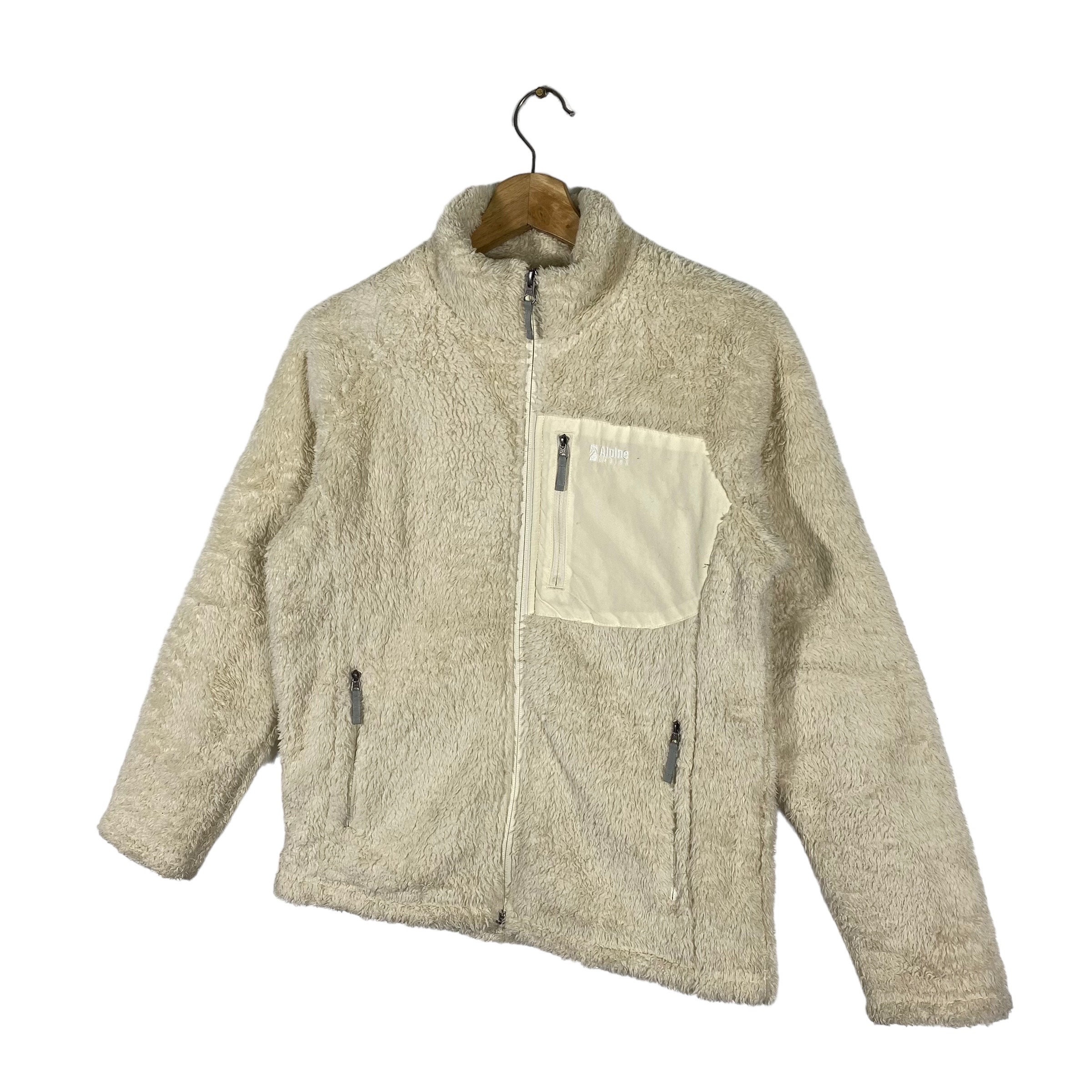 Vintage Alpine Design Fleece Zipper Jacket M Size Cream Colour - Etsy