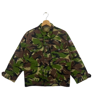 Vintage British Army Issue Combat Shirt Woodland DP Camouflage Jacket 160/88 size