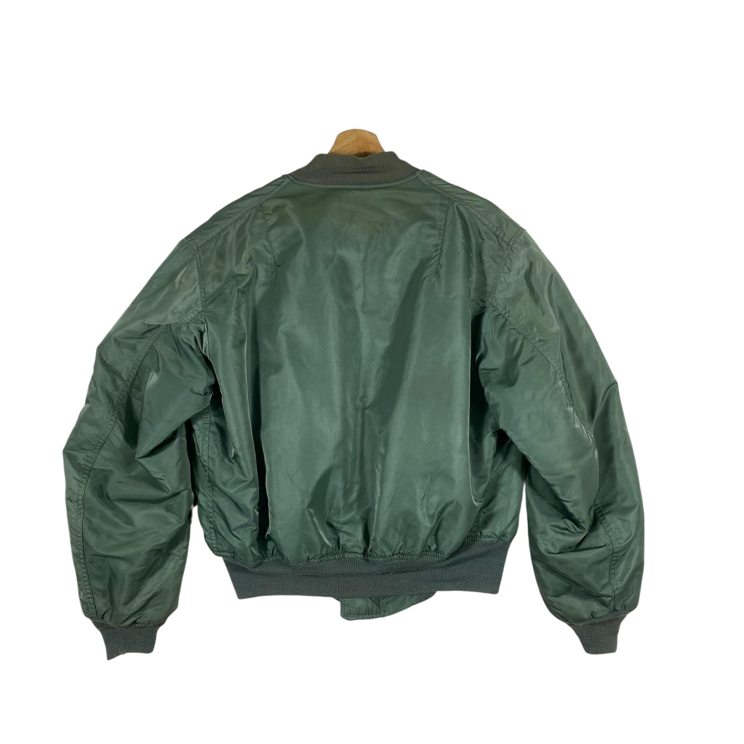 alpha ma1 カーキ　深緑　90s ideal zip 稀少 ALPHA アルファ 90s 米国製 バットマン刺繍 MA-1 Lサイズ カーキ