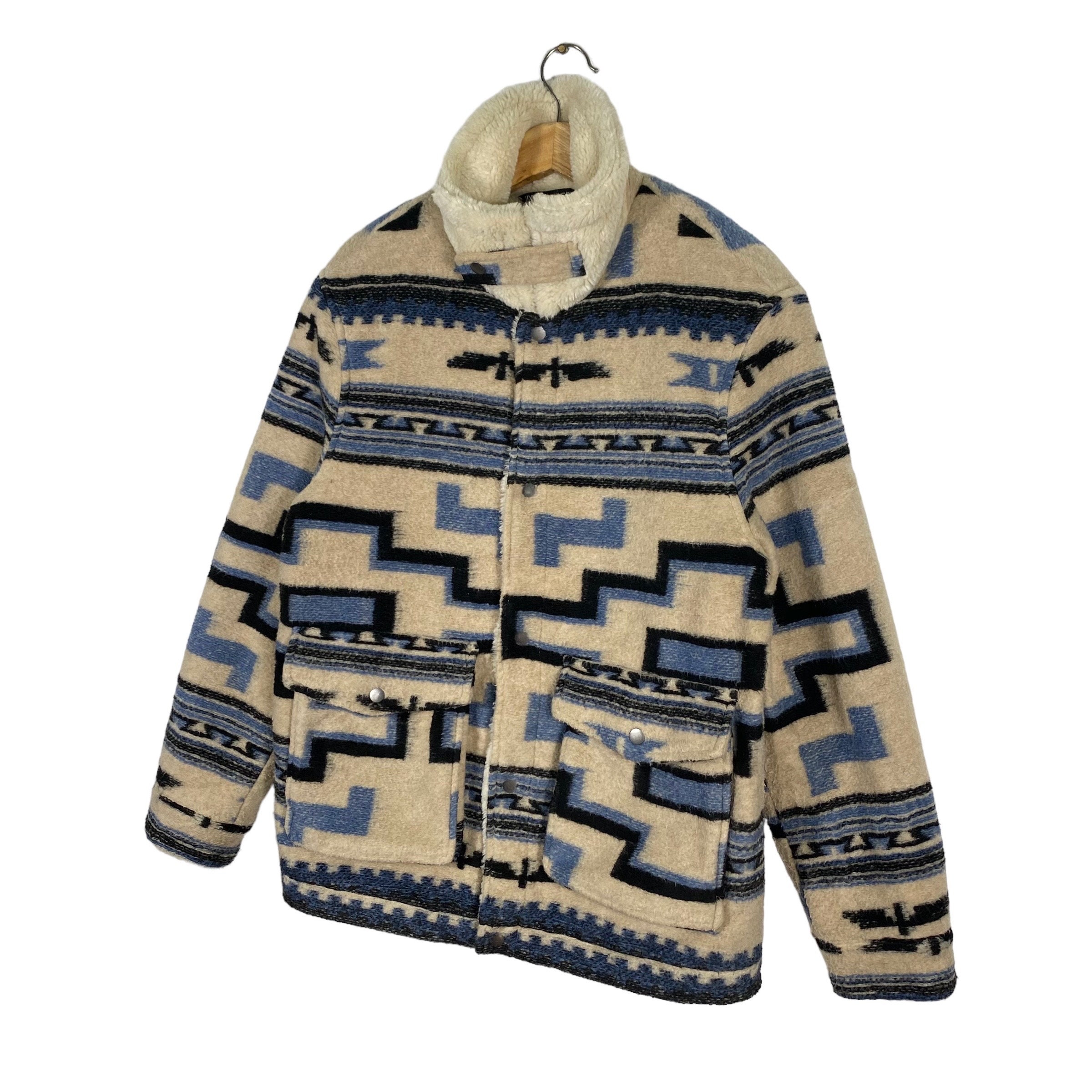 USA VINTAGE teddi PATTERNED DESIGN ZIP UP FLEECE JACKET MADE