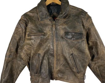 Vintage G.S.C on Time Leather Zipper Jacket M Size Brown Colour - Etsy