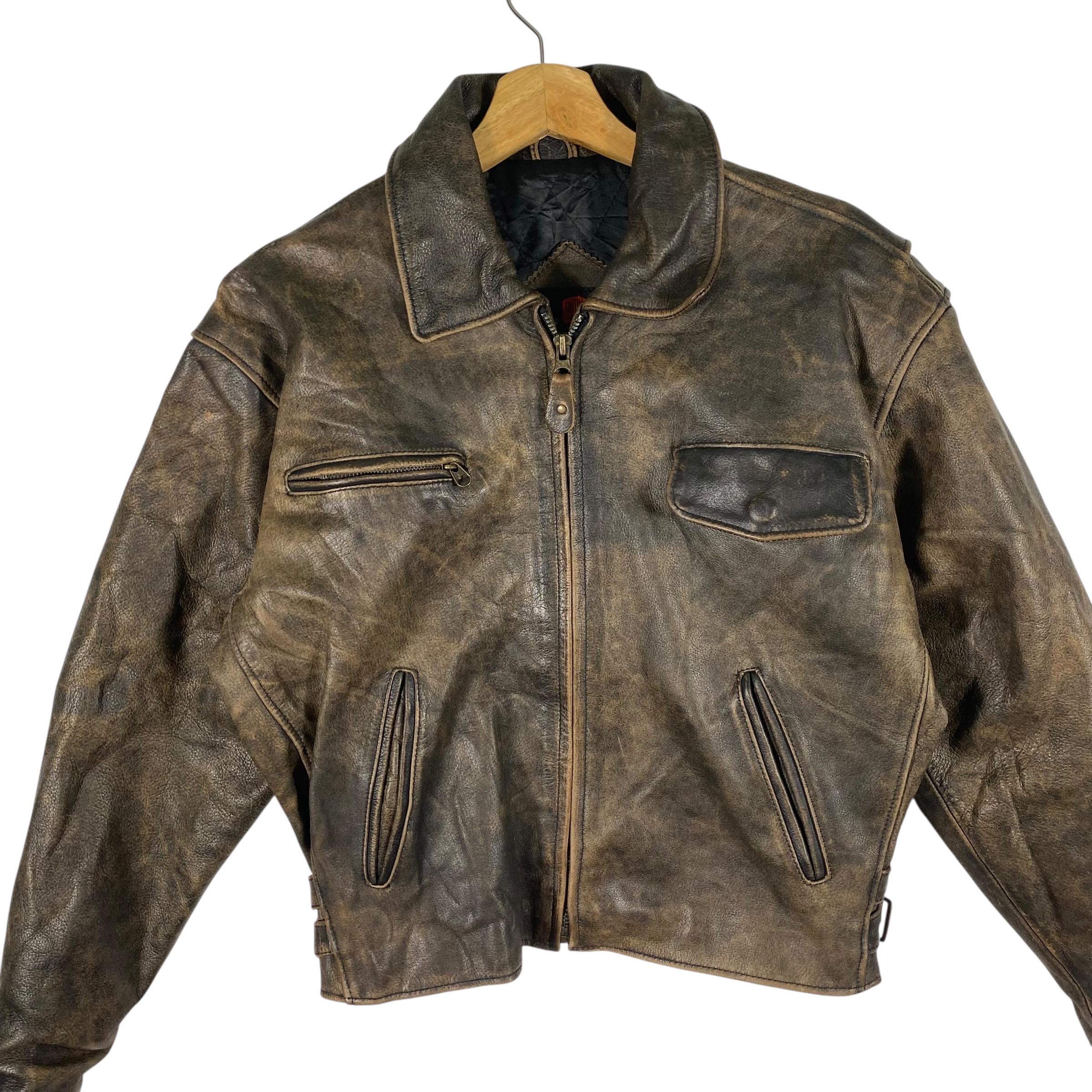 Vintage G.S.C on Time Leather Zipper Jacket M Size Brown
