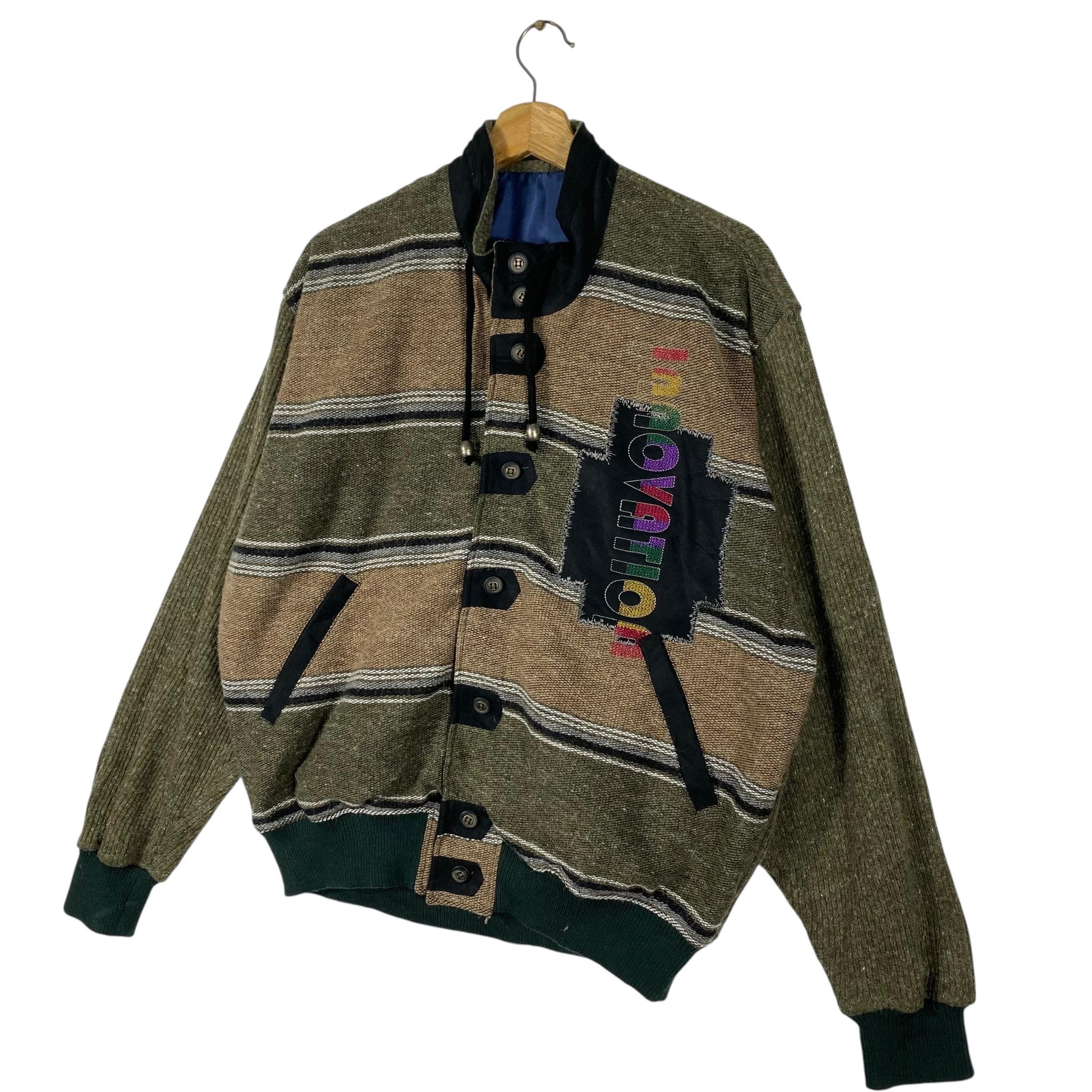 Vintage 90s Monsieur Greco Button Jacket M Size Brown/green Colour 