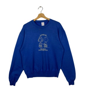 Felpa Snoopy Peanuts Love Is Walking Hand-in-Hand vintage anni '90 taglia M colore blu