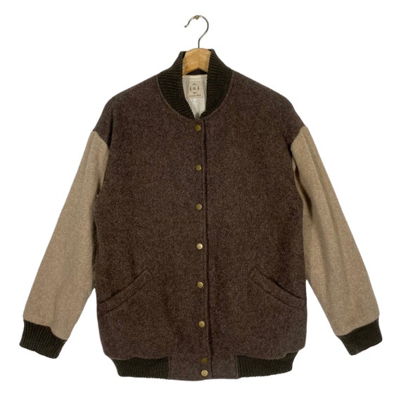 Vintage Samansa Mos2 Wool Varsity Jacket M Size Brown Colour