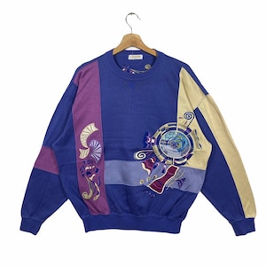 Vintage Lancel Paris Embroidered Sweatshirt L Size Multicolor Colour