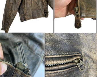 Vintage G.S.C on Time Leather Zipper Jacket M Size Brown Colour - Etsy