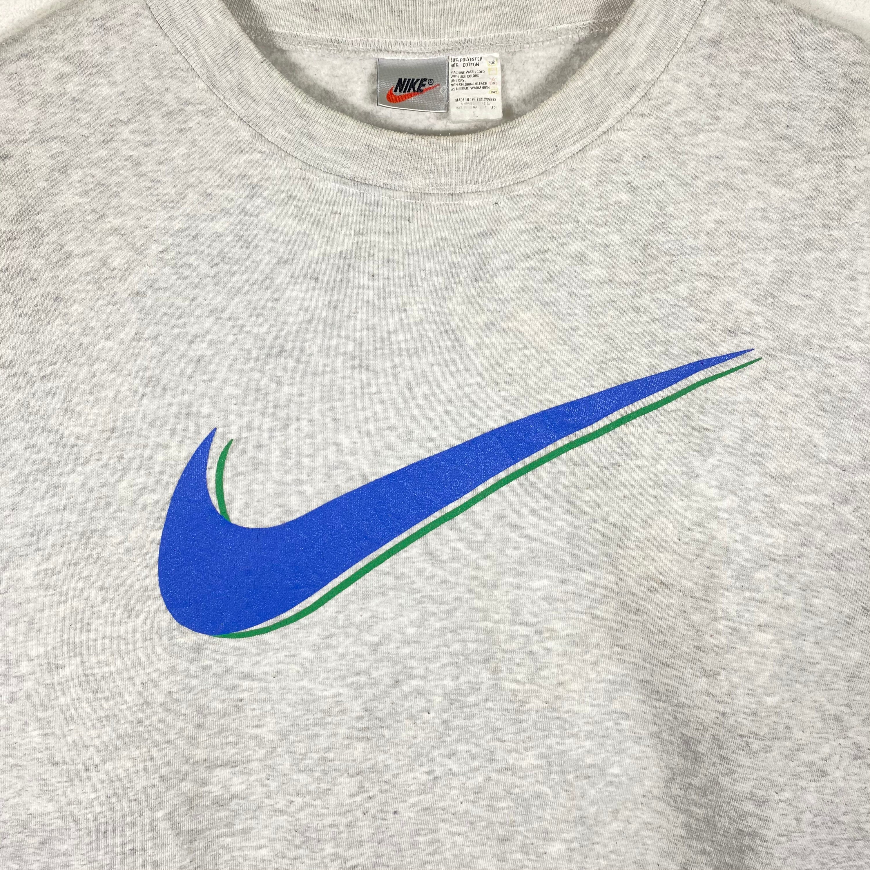 Vintage 90s Nike Swoosh Sweatshirt L Size Grey Color - Etsy