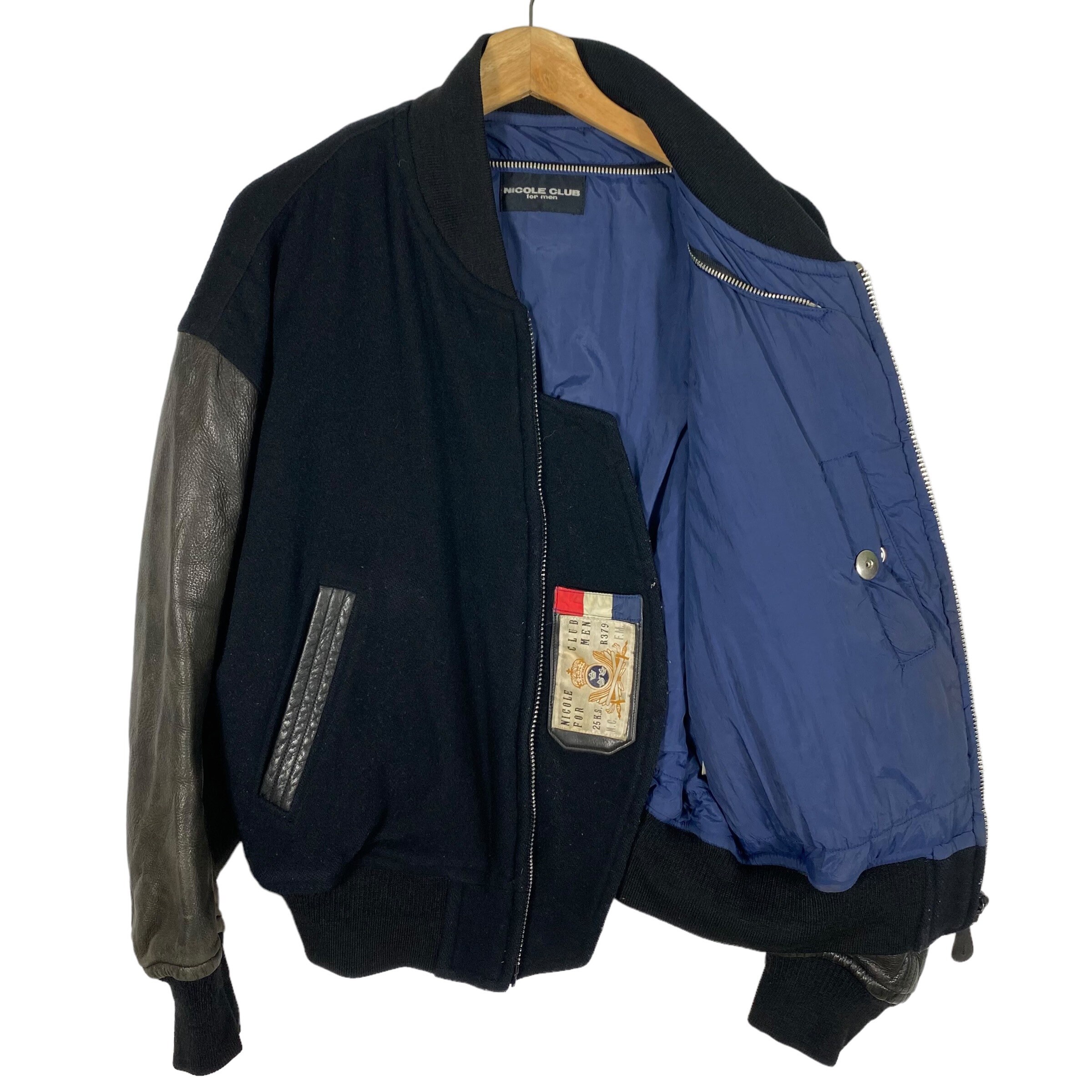 Vintage 90s Nicole Club for Men Varsity Jacket L Size Black Vintage 90s Nicole Club for Men Varsity Jacket L Size Black