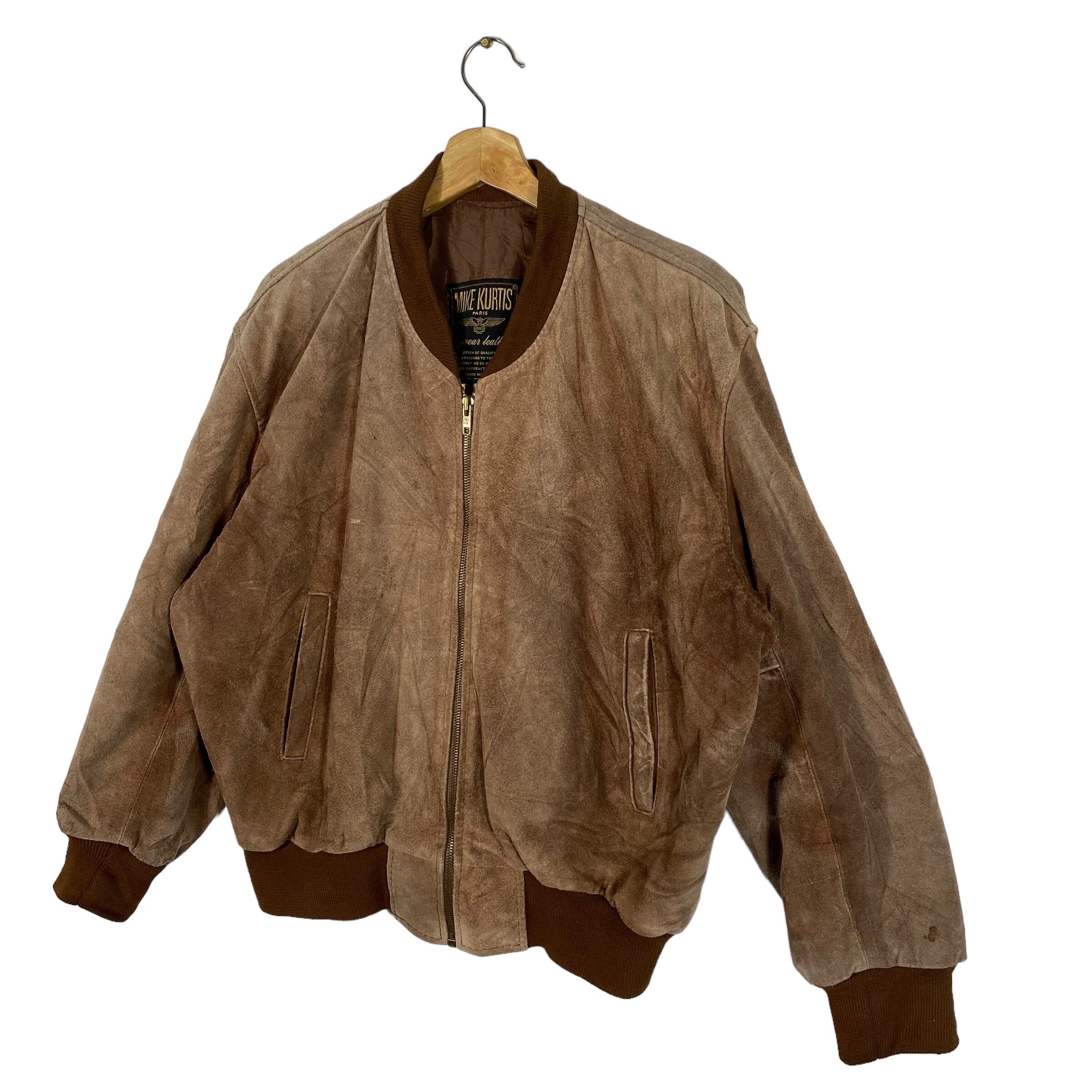 Vintage Mike Kurtis Paris Leather Bomber Jacket - Brown (M/L) - Etsy