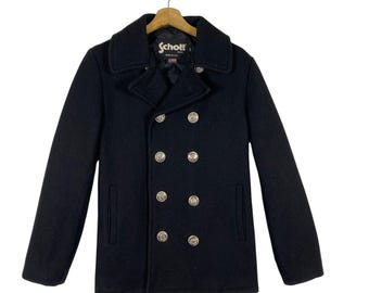 SCHOTT Bros X Takeo Kikuchi Military Pea Coat Jacket Navy Colour