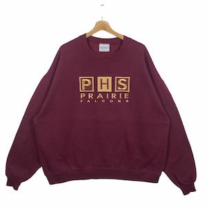 Vintage 90s Prairie High School Falcons Sweatshirt XXL Size Maroon Colour