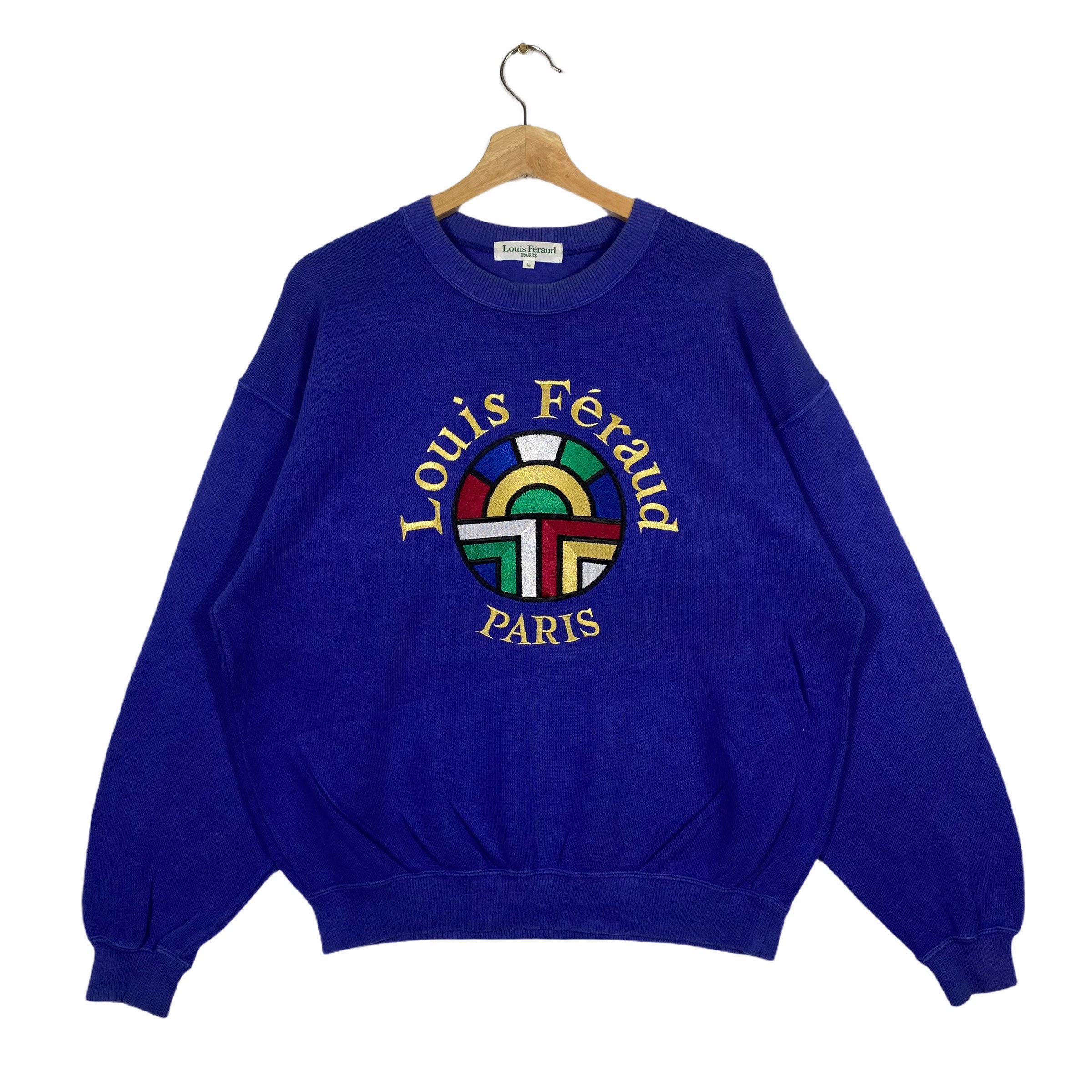 Vintage Louis Feraud Paris Sweatshirt Embroidery Big Logo 