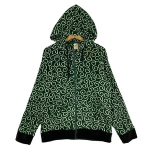 Felpa con cappuccio in pile vintage Wankodo con cerniera taglia L ma adatta alla taglia M, colore verde