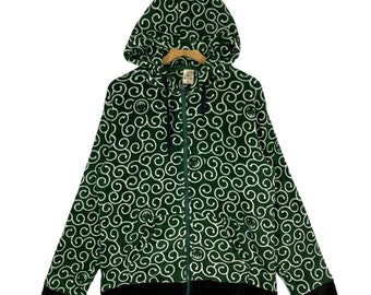 Vintage Wankodo Fleece Hoodie Reißverschluss L Größe, aber passend für M Größe grüne Farbe