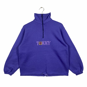 Vintage Tommy Embroidery Half Zip Sweatshirt S Size Purple Colour