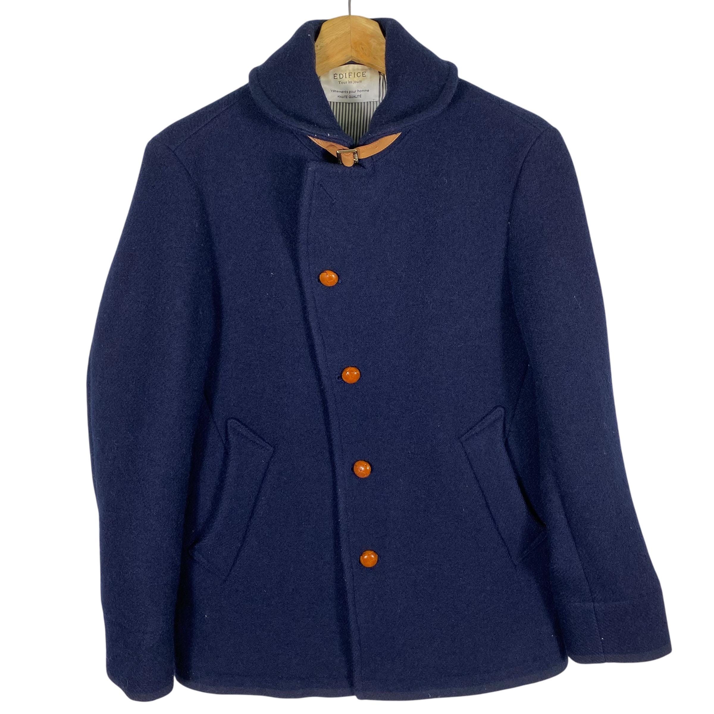 【タグ付未使用】EDIFICE Wool Tailored Jacket 46 Vintage Edifice Wool Button Jacket Size 46 (S) Navyblue