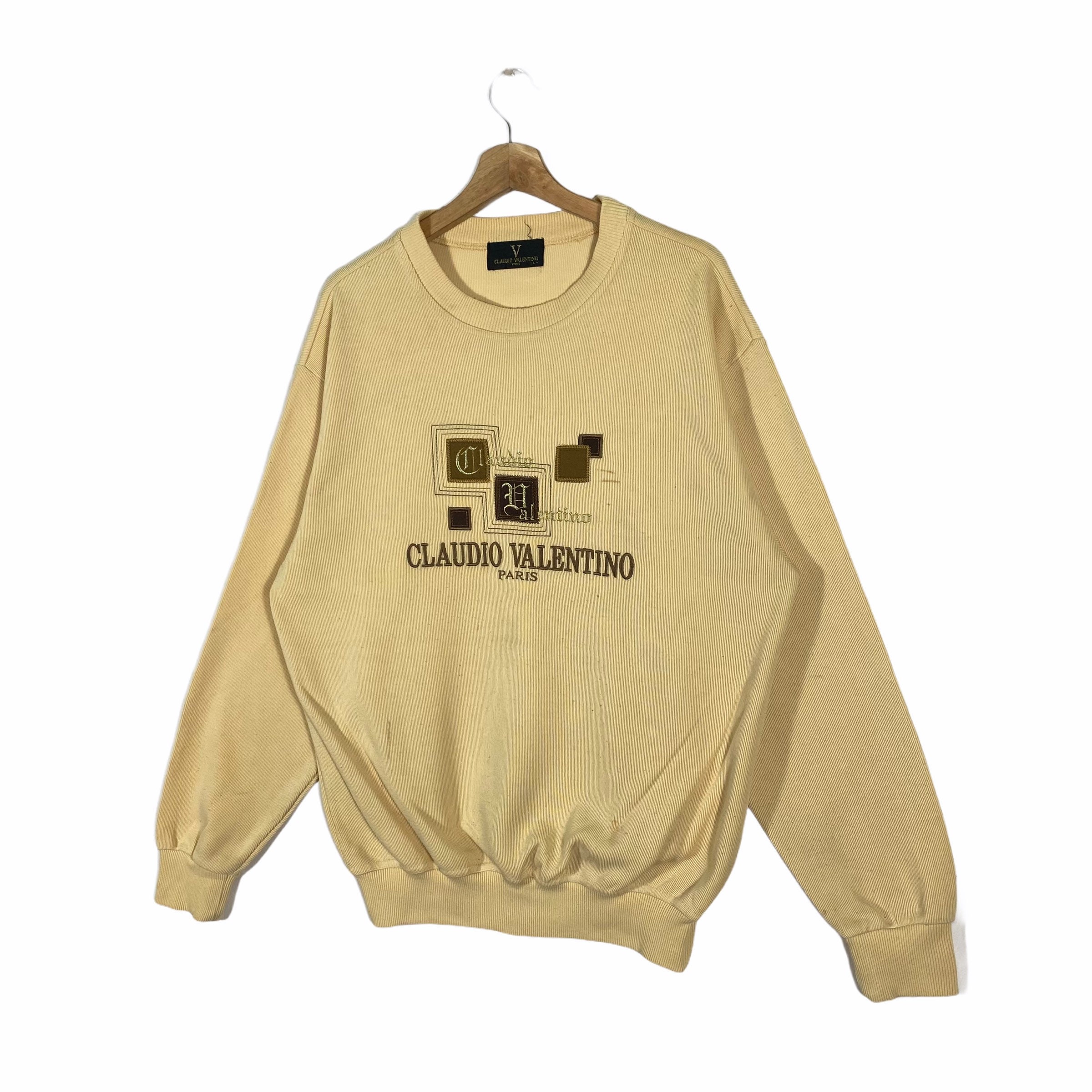 Vintage Claudio Valentino Sweatshirt L Size Yellow Colour Etsy