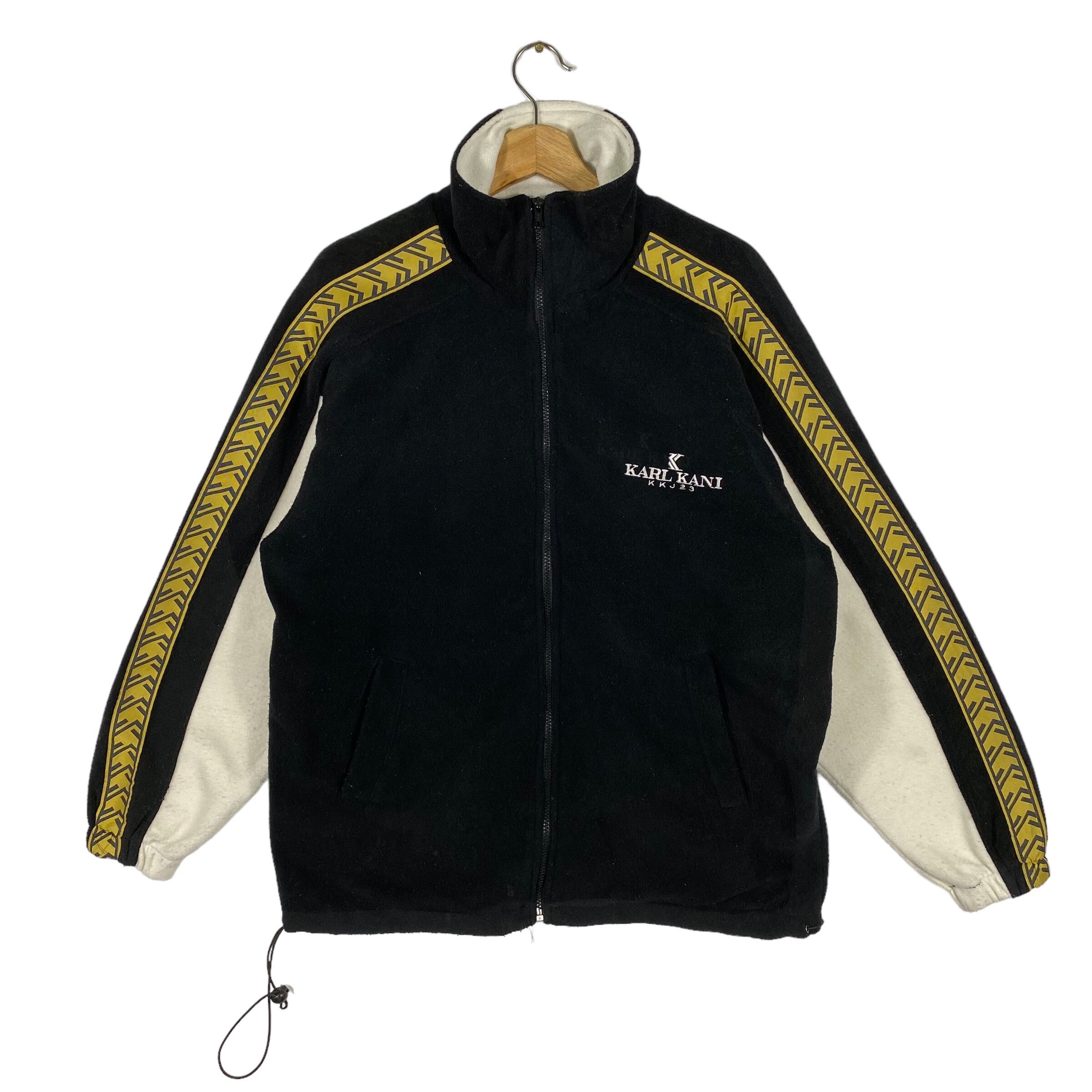 Vintage Karl Kani Side Tape Fleece Zipper Jacket L Size Black