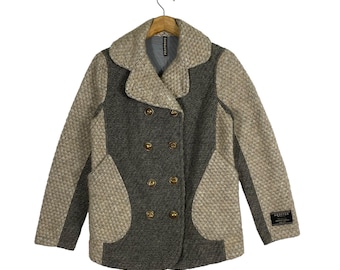 Chaqueta de punto cruzada vintage Issey Miyake Frapbois, talla 1 (S), color gris