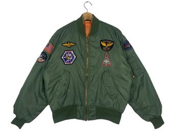 Vintage MA-1 USAF Flyer's Reversible Navy Blue/orange Bomber