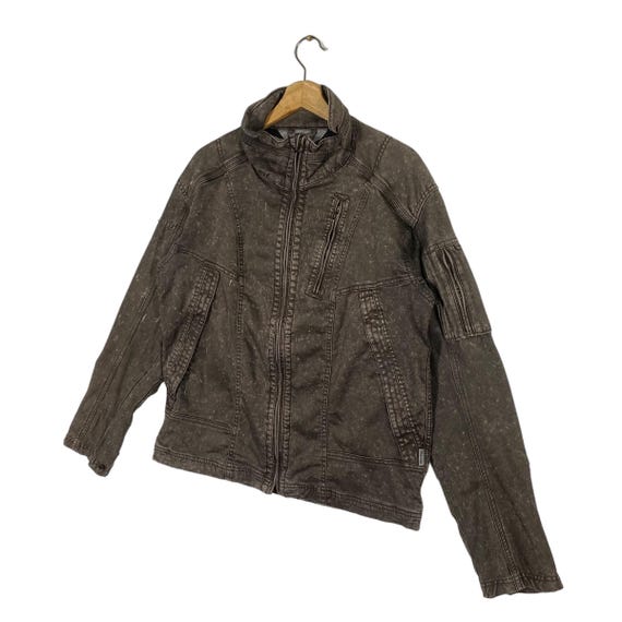 Vintage Japanese Brand Zipper Jacket L Size Stone Wash Colour