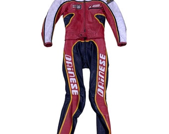 Vintage 80s Dainese Leather Motorcycle Suit - Size 44 (S), Made in Italy