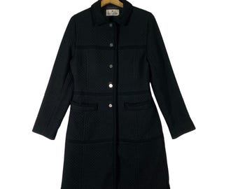 Vintage Courreges Button Long Jacket S Size Black Colour