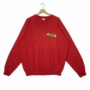 Vintage 90s Frog Hugger Felpa XXL Taglia Ma adatta a xL Taglia Colore rosso