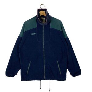 Vintage 90s Columbia Sportswear Fleece Zipper L Size Navyblue/Green Colour