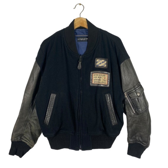 Vintage 90s Nicole Club for Men Varsity Jacket L Size Black Vintage 90s Nicole Club for Men Varsity Jacket L Size Black