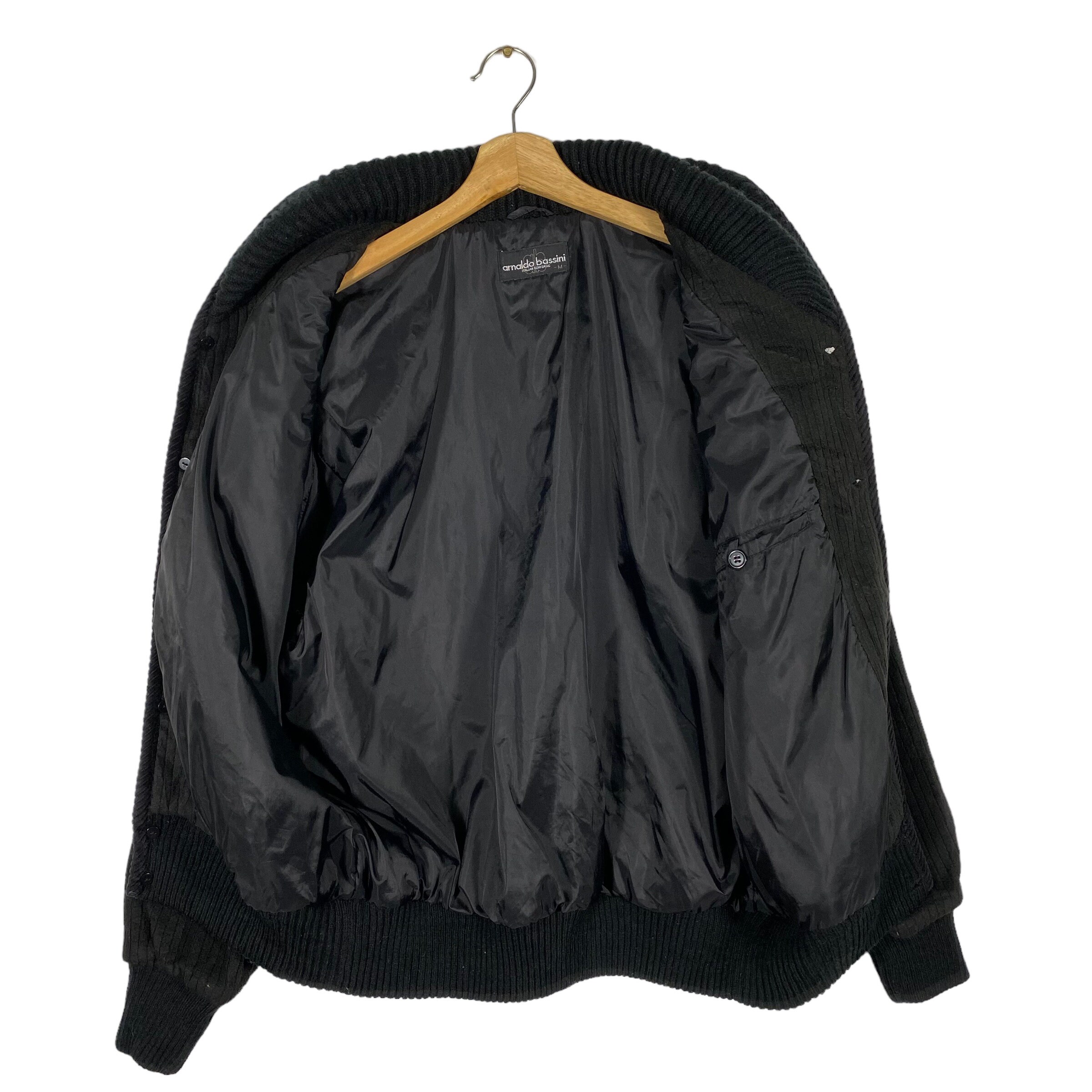 Vintage 90s Arnaldo Bassini Cable Knit Jacket - Black Button Front 