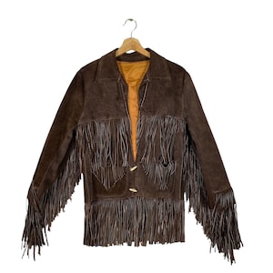 Vintage 80er Western Wildleder Fransenjacke Unisex