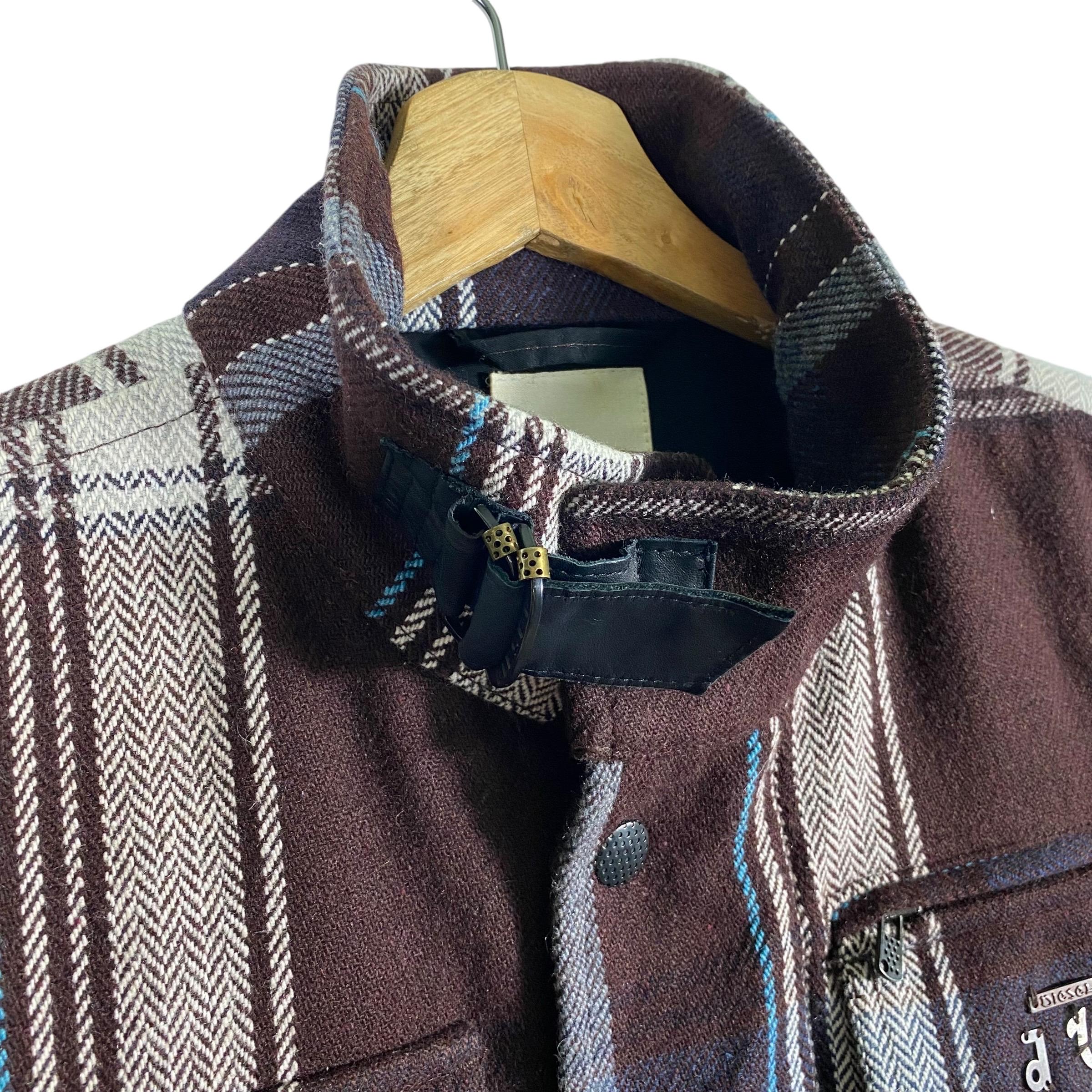 Vintage Diesel Wool Button/zipper Jacket S Size Brown Colour