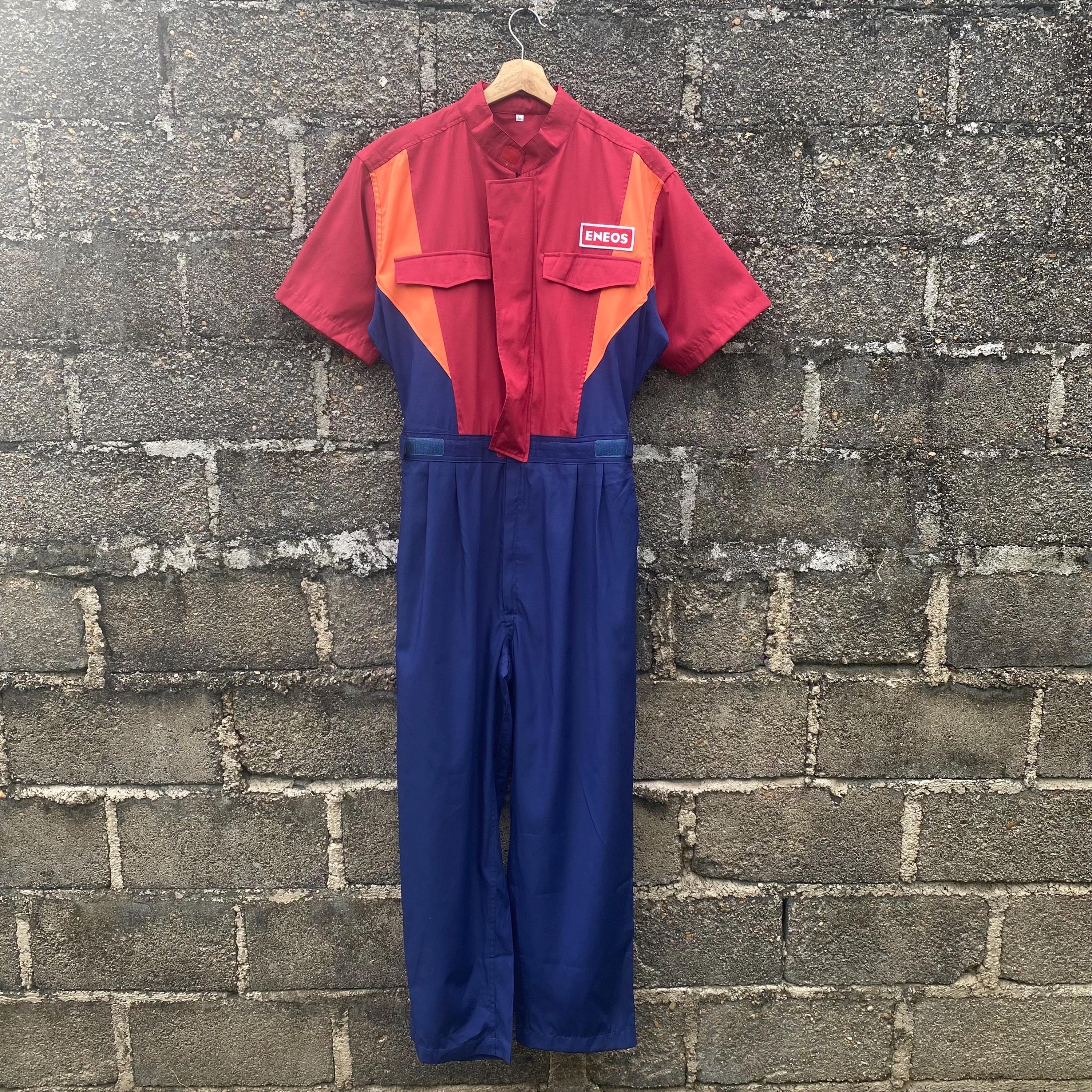 Vintage Japan Jdn Eneos Oil Jumpsuit Coveralls Short Sleeve