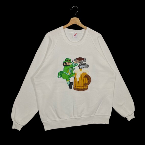 Vintage 90s Saint Patrick's Day Shamrock Sweatshi… - image 2