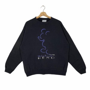 Vintage 90s Mickey Presents Reno Sweatshirt L Size Black Color