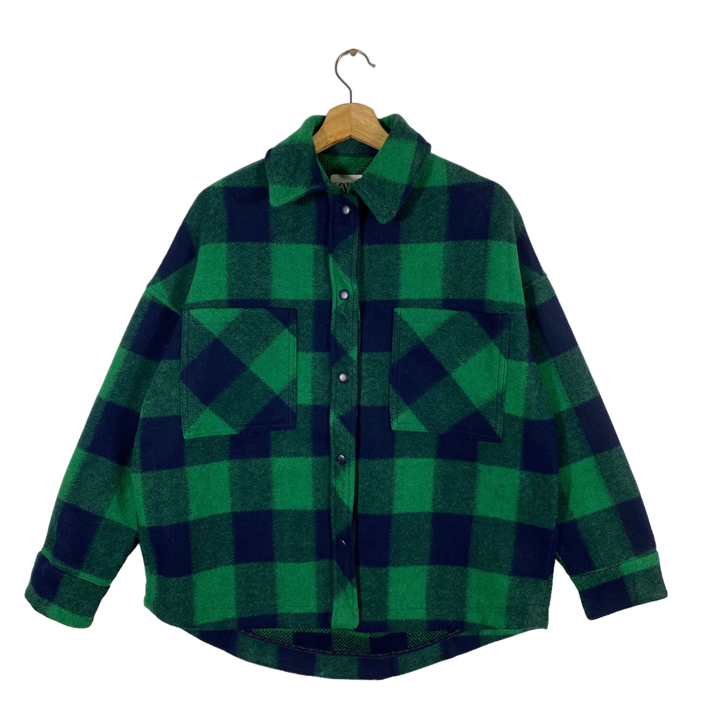Vintage Zara Tartan Plaid Wool Button Jacket XS Size but to Vintage Zara Tartan Plaid Wool Button Jacket XS Size but to