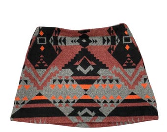 Spódnica mini Vintage Gap z wełny z nadrukiem azteckim