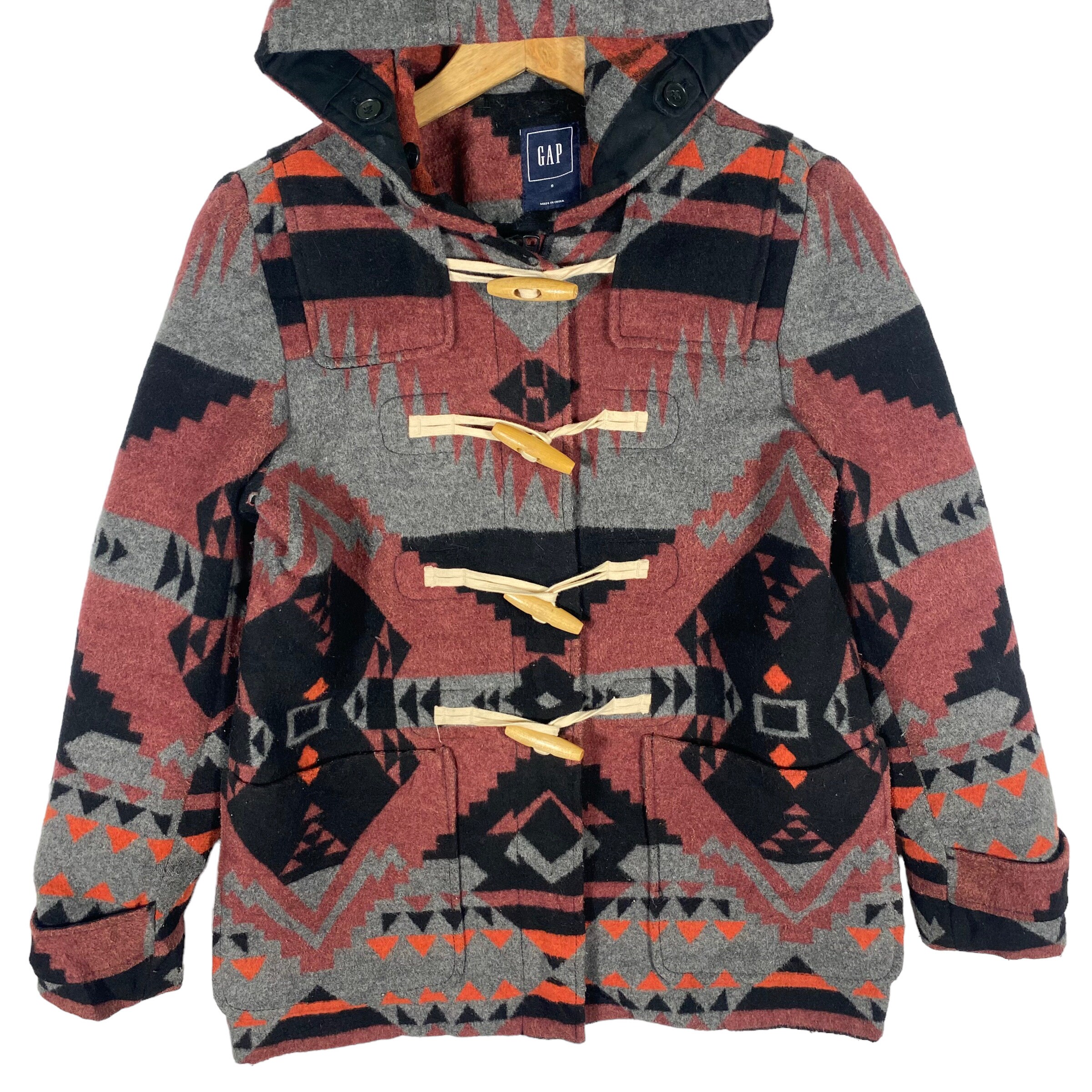 Vintage Gap Native Design Duffle Coat Wool Button/zipper