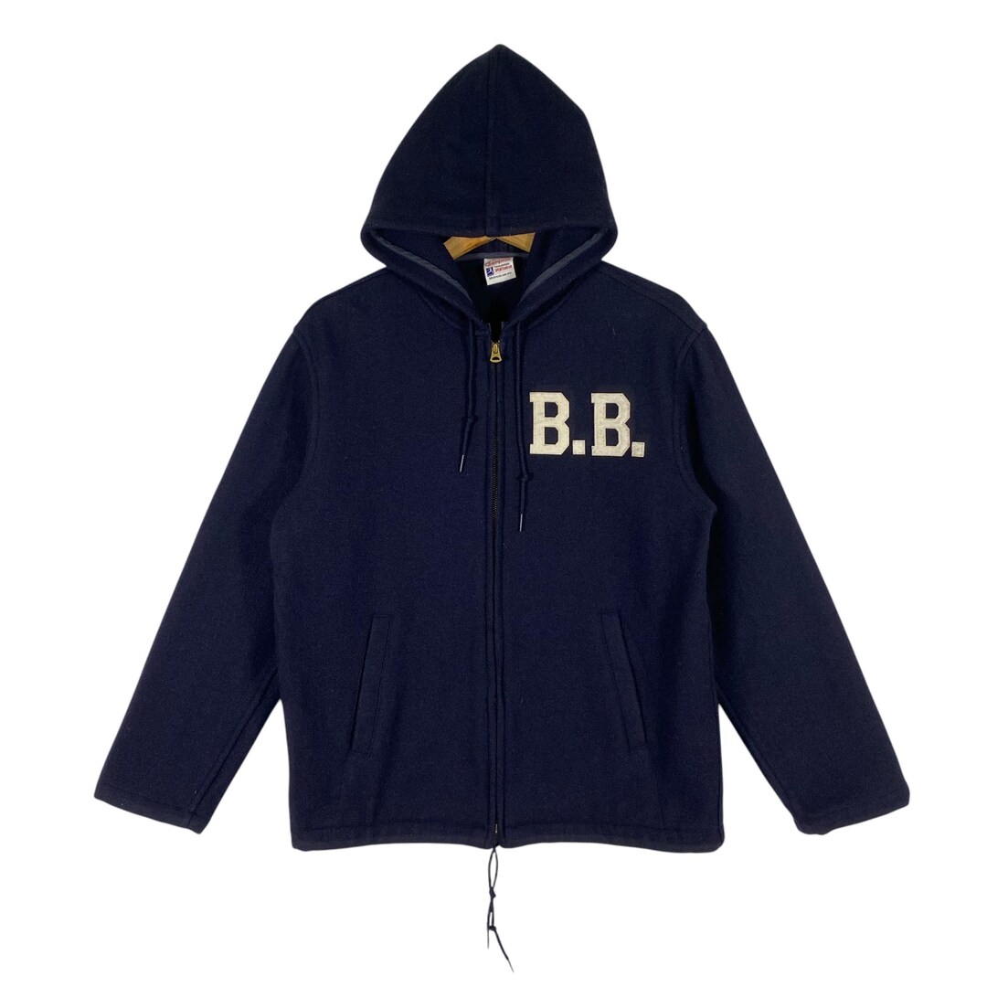 Vintage 50s Champion Reproduction Label Wool Hoodie Zipper M Size