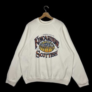 Vintage 80s Kincardine Scotland Sweatshirt XXL Size But To Fit XL Size White Colour