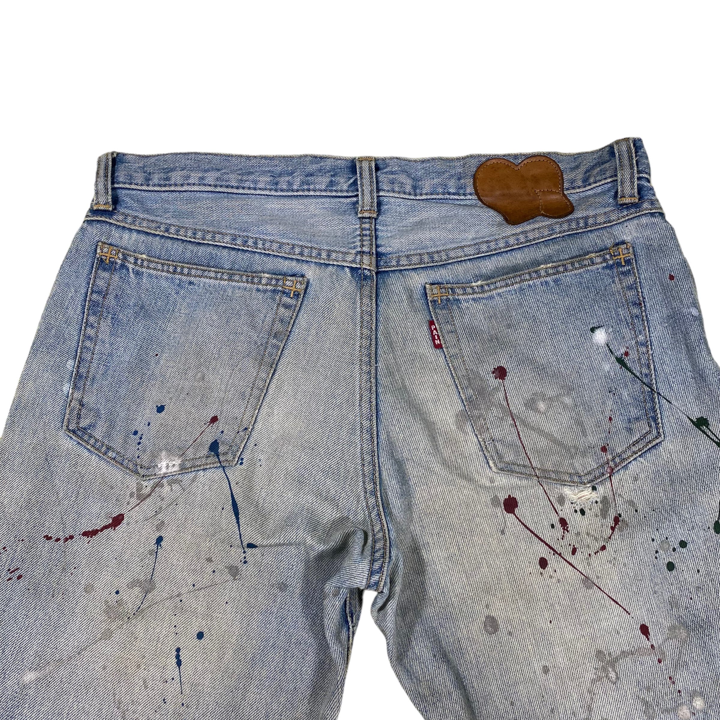 パンツ number nine heart pain design denim Number (n)ine SS06 Studded painters Crying heart | Depop