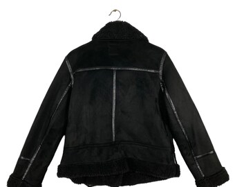 【COSYHARU】Fury Suede Jacket Black black up China leather jacket - COSYHARU | 60% - Asian