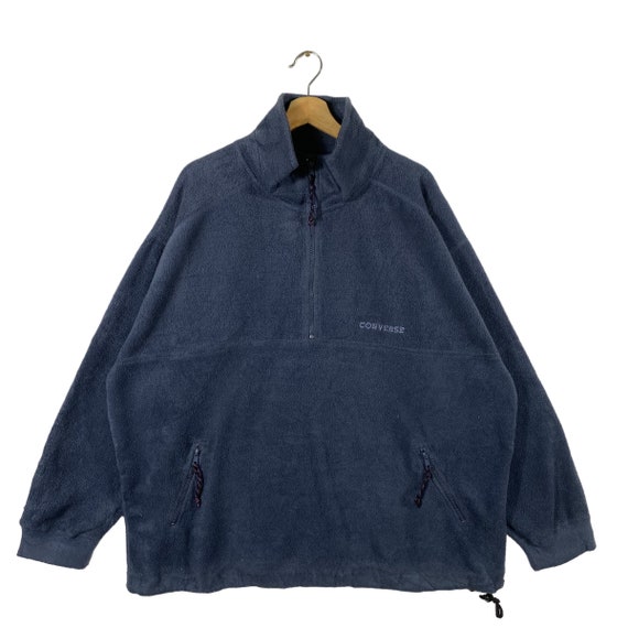 Vintage Converse Fleece Half Zip Sweatshirt XXL Size Blue Gey