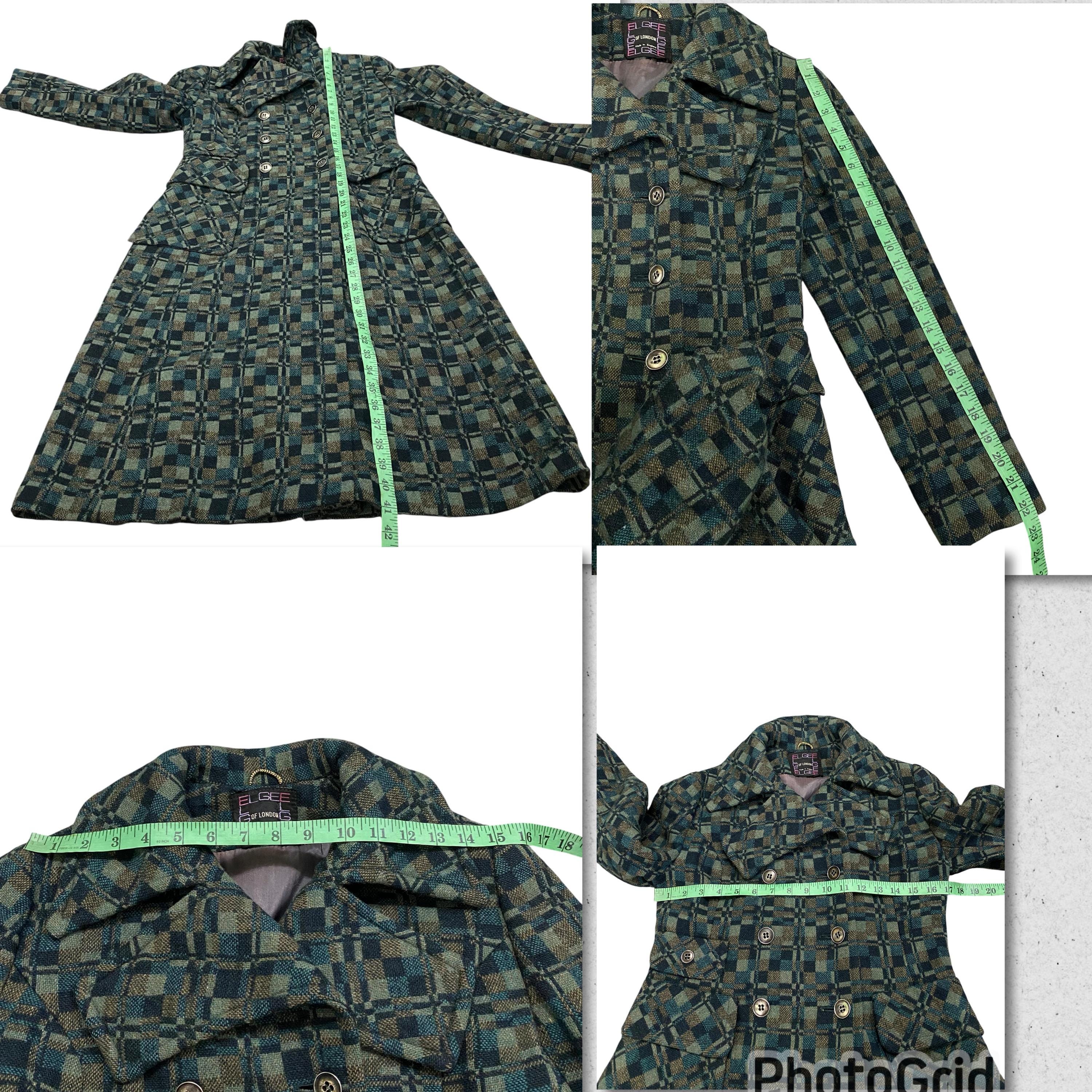60s ELGEE London Vintage Tweed Coat 英国製 Vintage 60s Elgee of London Wool Long Button Jacket Size XS/S
