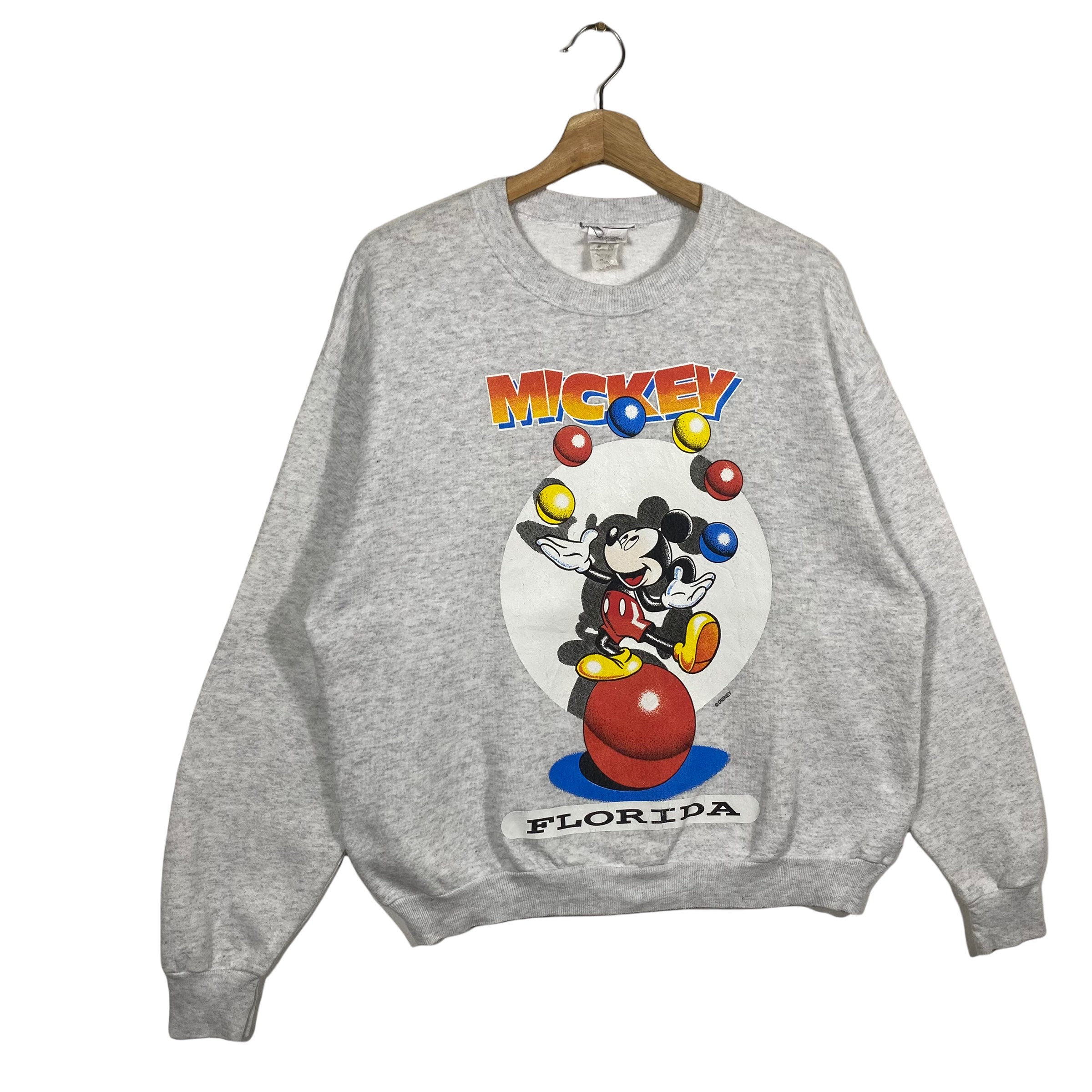 Vintage 90s Mickey Mouse Sweatshirt L Size but Fit to M Size Grey