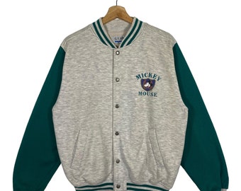 Vintage 90s Mickey Mouse Varsity Jacket Button S Size But To Fit M Size Grey Colour